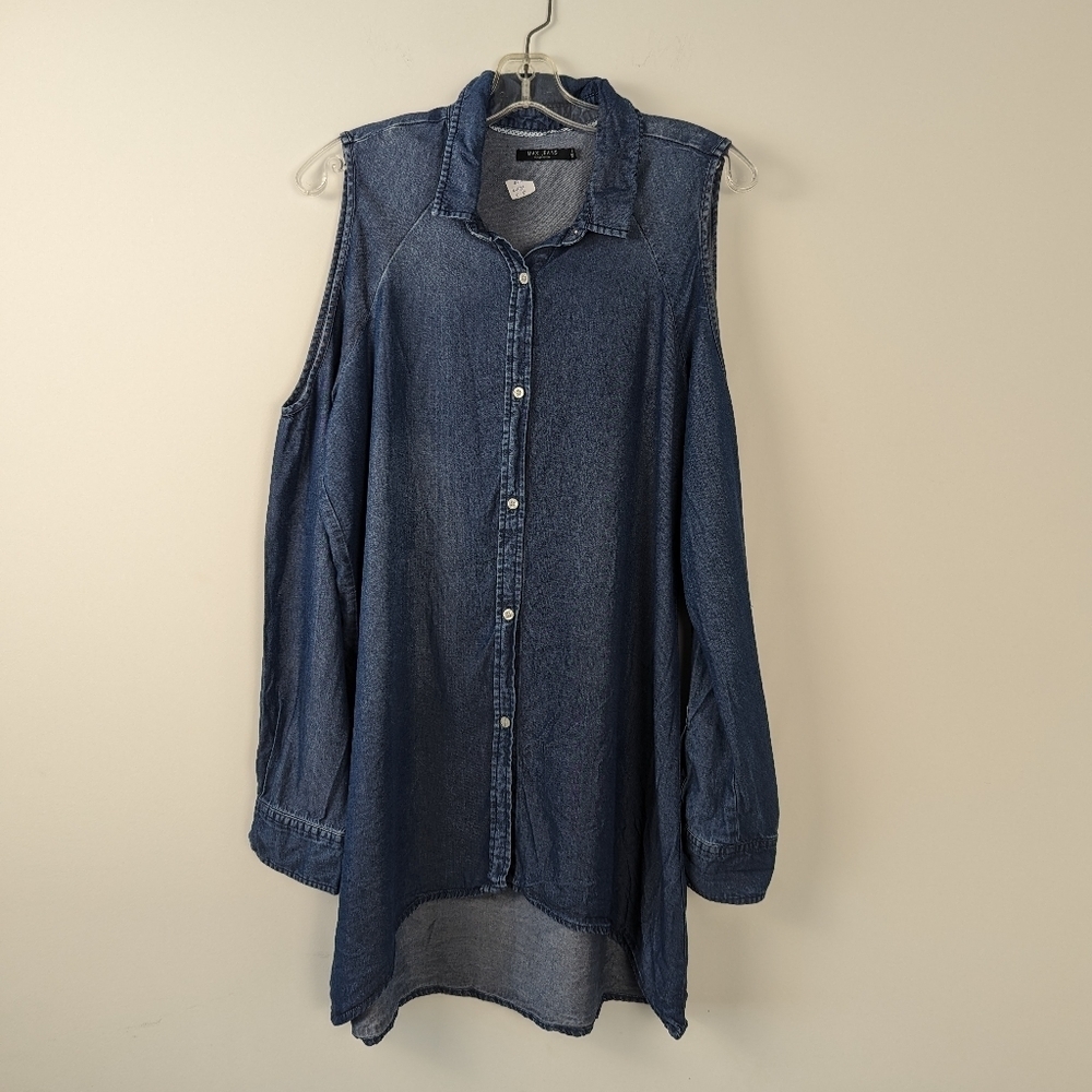 "Max Jeans Chic Women's Denim Tunic Shirt - Size Large"